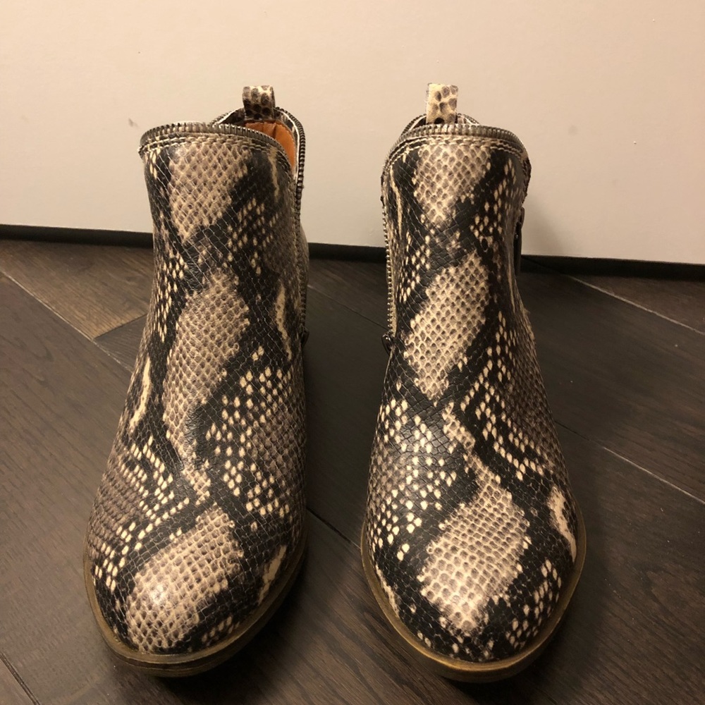Lucky brand snake skin booties
